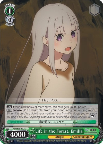 Image for Life in the Forest, Emilia (Re:ZERO: The Frozen Bond) (RZ/SE35-E32 C) - Weiss Schwarz