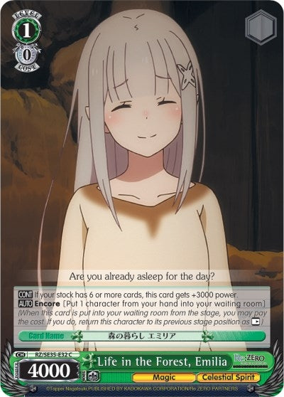 Image for Life in the Forest, Emilia (Parallel Foil) (Re:ZERO: The Frozen Bond) (RZ/SE35-E32 C) - Weiss Schwarz
