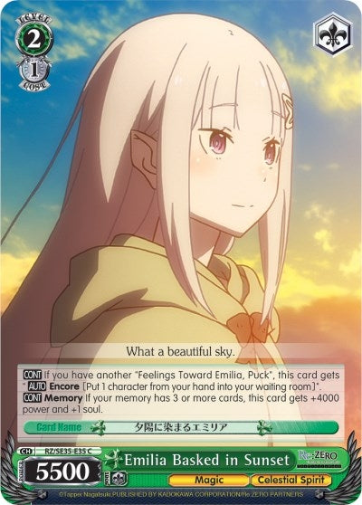 Image for Emilia Basked in Sunset (Parallel Foil) (Re:ZERO: The Frozen Bond) (RZ/SE35-E35 C) - Weiss Schwarz