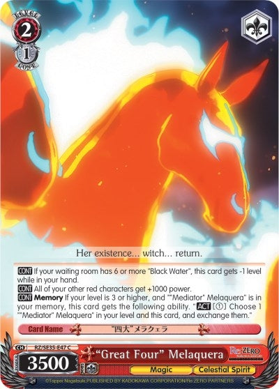 Image for "Great Four" Melaquera (Parallel Foil) (Re:ZERO: The Frozen Bond) (RZ/SE35-E47 C) - Weiss Schwarz