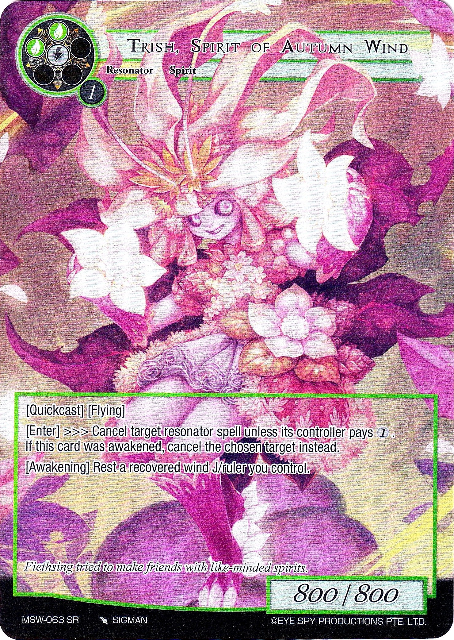 Image for Trish, Spirit of Autumn Wind (Full Art) (The Magic Stone War - Zero) (MSW-063) - Force of Will