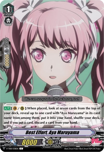 Image for Best Effort, Aya Maruyama (Parallel Foil) (V-TB01: BanG Dream! FILM LIVE) (V-TB01/038EN) - Cardfight Vanguard