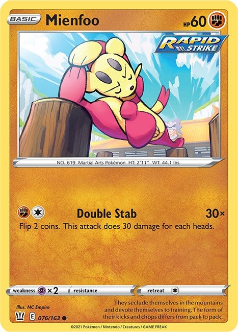 Image for Mienfoo (SWSH05: Battle Styles) (076/163) - Pokemon