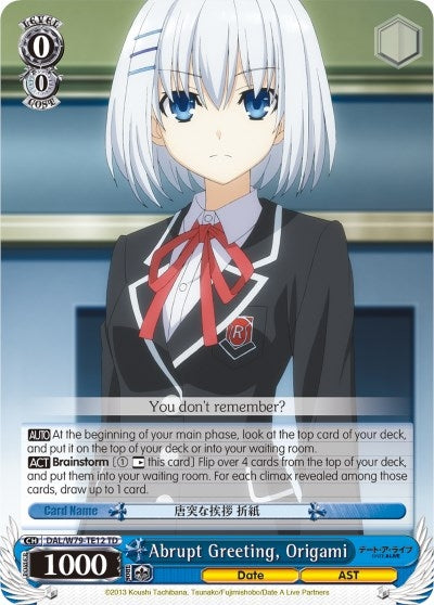 Image for Abrupt Greeting, Origami (Date A Live) (DAL/W79-TE12 TD) - Weiss Schwarz