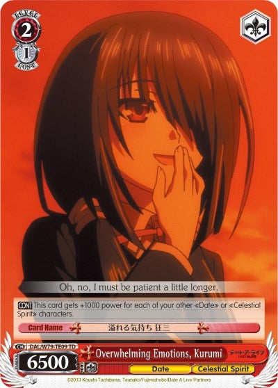 Image for Overwhelming Emotions, Kurumi (Date A Live) (DAL/W79-TE09 TD) - Weiss Schwarz