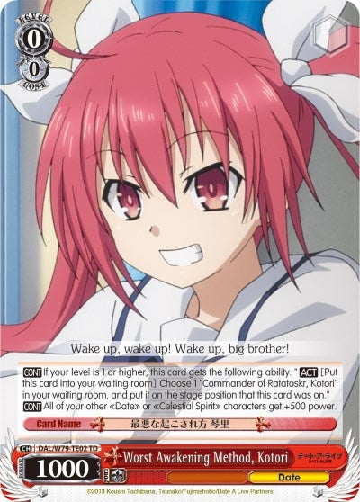 Image for Worst Awakening Method, Kotori (Date A Live) (DAL/W79-TE02 TD) - Weiss Schwarz