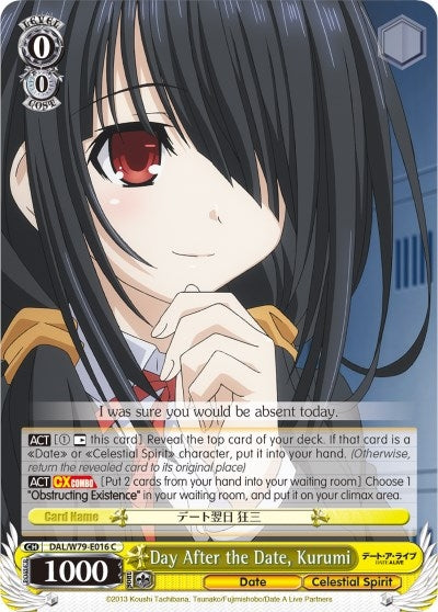 Image for Day After the Date, Kurumi (Date A Live) (DAL/W79-E016 C) - Weiss Schwarz