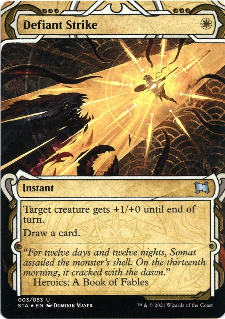 Image for Defiant Strike (Foil Etched) (Strixhaven: Mystical Archives) (3) - Magic: The Gathering