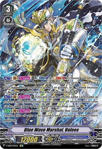 Image for Blue Wave Marshal, Valeos (SP) (V-SS08: Clan Selection Plus Vol.2) (V-SS08/SP11EN) - Cardfight Vanguard