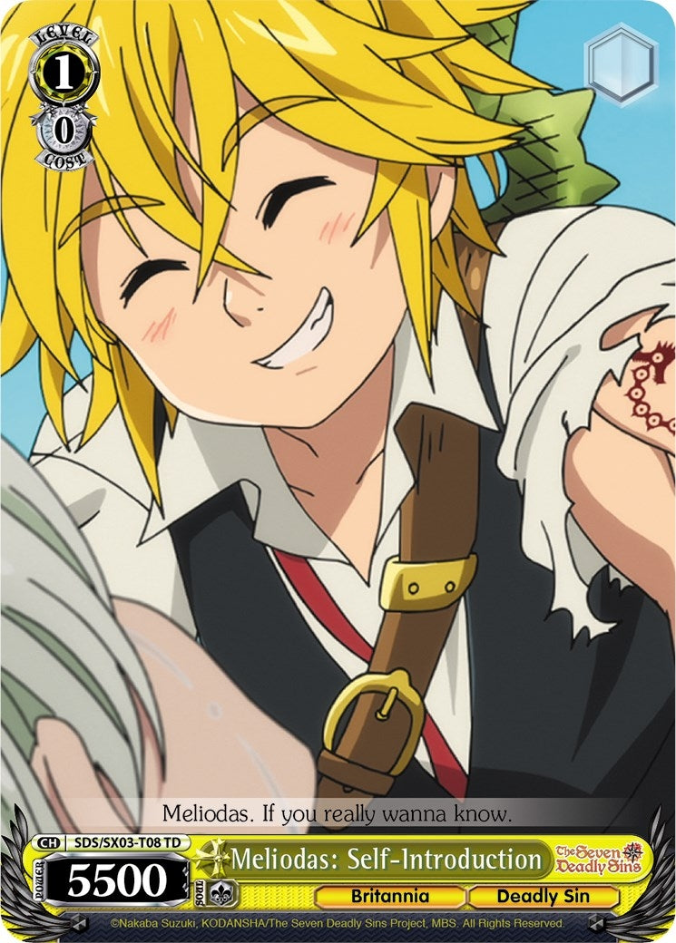 Image for Meliodas: Self-Introduction (The Seven Deadly Sins) (SDS/SX03-T08 TD) - Weiss Schwarz