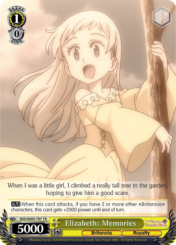 Image for Elizabeth: Memories (The Seven Deadly Sins) (SDS/SX03-T07 TD) - Weiss Schwarz