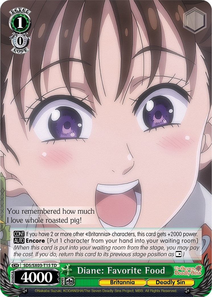 Image for Diane: Favorite Food (The Seven Deadly Sins) (SDS/SX03-T15 TD) - Weiss Schwarz