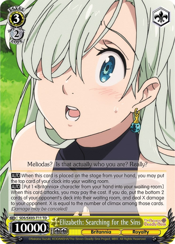 Image for Elizabeth: Searching for the Sins (The Seven Deadly Sins) (SDS/SX03-T11 TD) - Weiss Schwarz