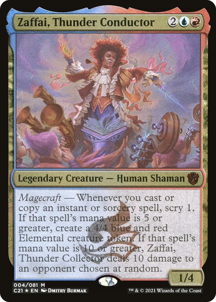 Image for Zaffai, Thunder Conductor (Display Commander) - Thick Stock (Commander 2021) (4) - Magic: The Gathering