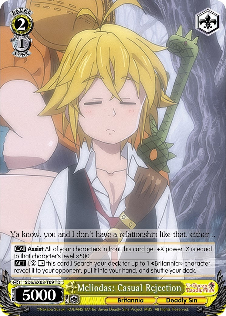 Image for Meliodas: Casual Rejection (The Seven Deadly Sins) (SDS/SX03-T09 TD) - Weiss Schwarz
