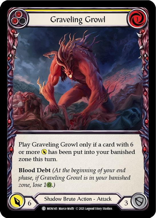 Image for Graveling Growl (Yellow) (Monarch) (MON145) - Flesh and Blood TCG