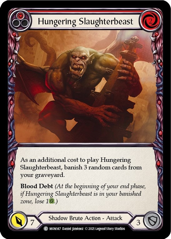 Image for Hungering Slaughterbeast (Red) (Monarch) (MON147) - Flesh and Blood TCG