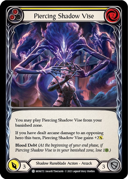 Image for Piercing Shadow Vise (Yellow) (Monarch) (MON172) - Flesh and Blood TCG