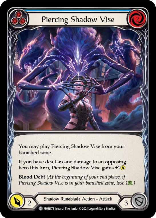 Image for Piercing Shadow Vise (Blue) (Monarch) (MON173) - Flesh and Blood TCG