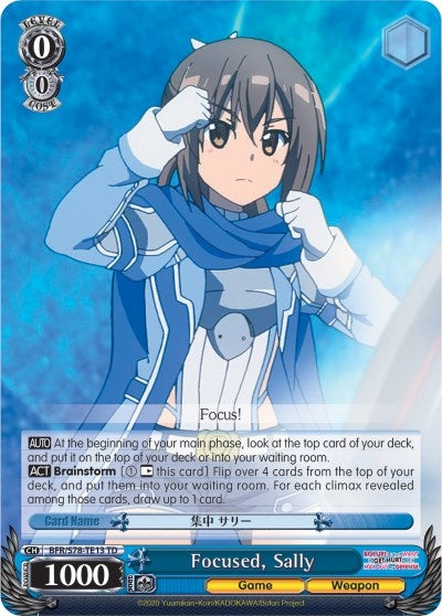 Image for Focused, Sally (BOFURI: I Don't Want to Get Hurt, so I'll Max Out My Defense) (BFR/S78-TE13 TD) - Weiss Schwarz