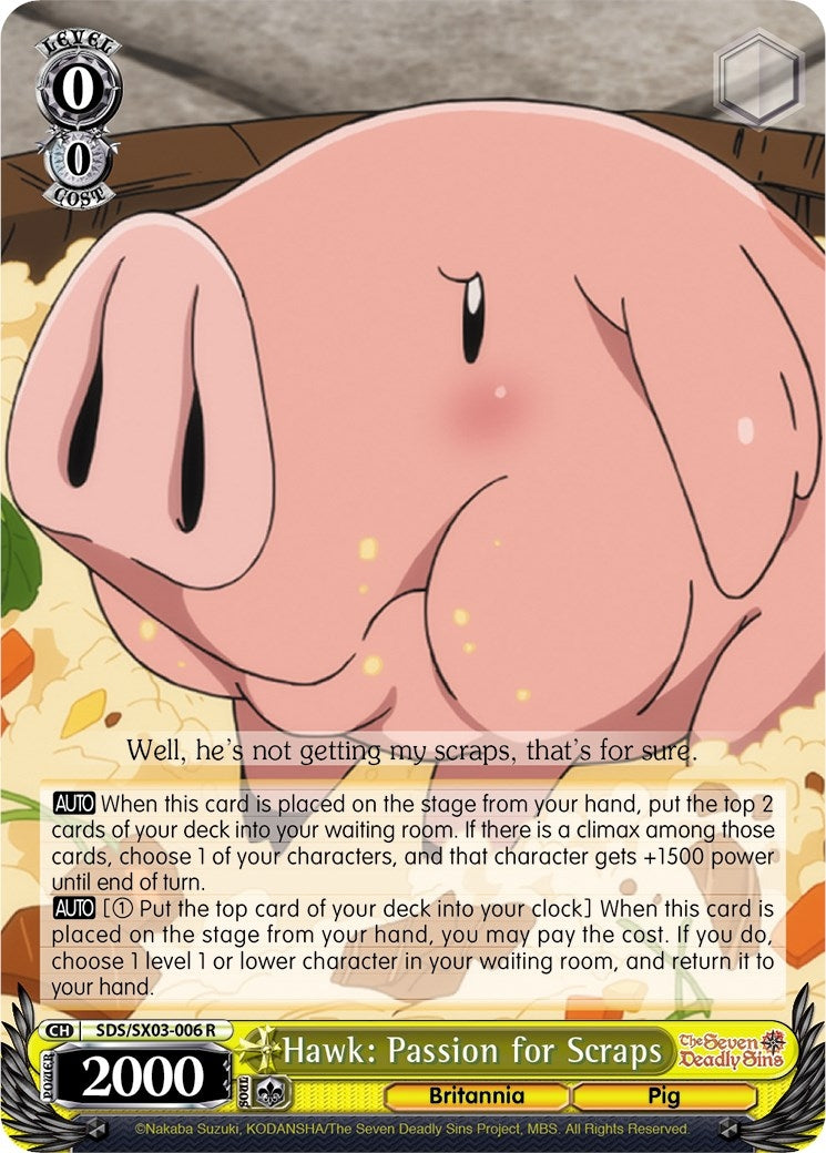 Image for Hawk: Passion for Scraps (The Seven Deadly Sins) (SDS/SX03-006 R) - Weiss Schwarz