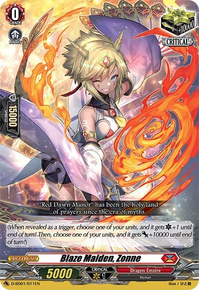 Image for Blaze Maiden, Zonne (D-SD01: Yu-yu Kondo -Holy Dragon-) (D-SD01/011EN) - Cardfight Vanguard