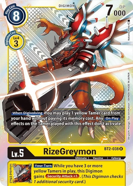 Image for RizeGreymon - BT2-038 (Premium Pack Set 01) (BT01-03B) (BT2-038 R) - Digimon Card Game