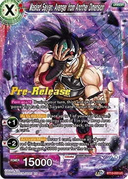 Image for Masked Saiyan, Avenger from Another Dimension (Supreme Rivalry Pre-Release Cards) (BT13-003) - Dragon Ball Super: Masters