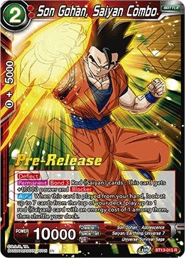 Image for Son Gohan, Saiyan Combo (Supreme Rivalry Pre-Release Cards) (BT13-015) - Dragon Ball Super: Masters