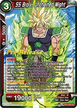Image for SS Broly, Unchained Might (Supreme Rivalry Pre-Release Cards) (BT13-025) - Dragon Ball Super: Masters