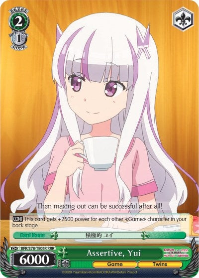 Image for Assertive, Yui (RRR) (BOFURI: I Don't Want to Get Hurt, so I'll Max Out My Defense) (BFR/S78-TE06R RRR) - Weiss Schwarz