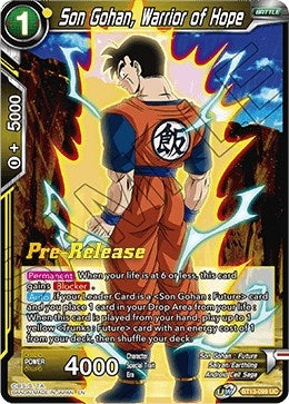 Image for Son Gohan, Warrior of Hope (Supreme Rivalry Pre-Release Cards) (BT13-099) - Dragon Ball Super: Masters