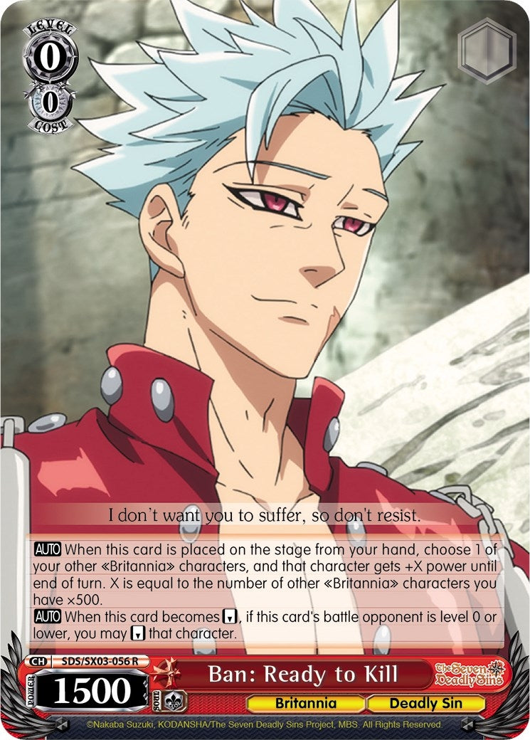 Image for Ban: Ready to Kill (The Seven Deadly Sins) (SDS/SX03-056 R) - Weiss Schwarz