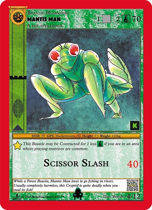 Image for Mantis Man (Cryptid Nation: Kickstarter Edition Tribal Theme Decks) (4) - MetaZoo