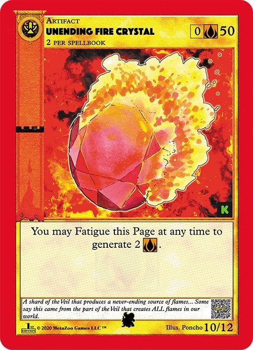 Image for Unending Fire Crystal (Cryptid Nation: Kickstarter Edition Tribal Theme Decks) (10) - MetaZoo