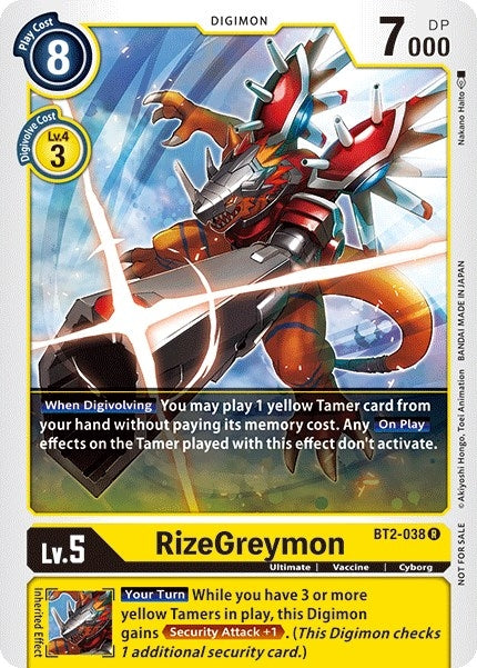 Image for RizeGreymon - BT2-038 (Official Tournament Pack Vol.2) (BT01-03A) (BT2-038 R) - Digimon Card Game