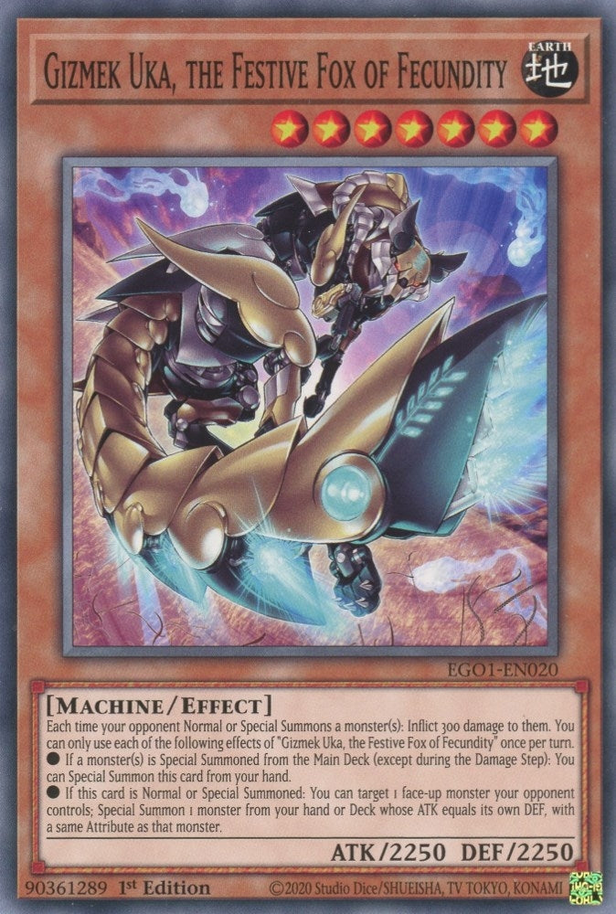 Image for Gizmek Uka, the Festive Fox of Fecundity (Egyptian God Deck: Obelisk the Tormentor) (EGO1-EN020) - YuGiOh