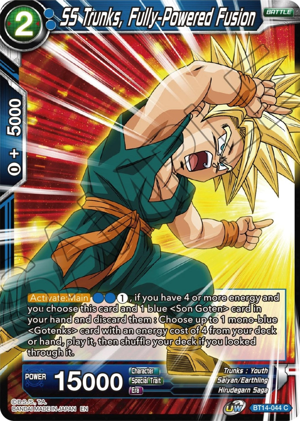 Image for SS Trunks, Fully-Powered Fusion (Cross Spirits) (BT14-044) - Dragon Ball Super: Masters