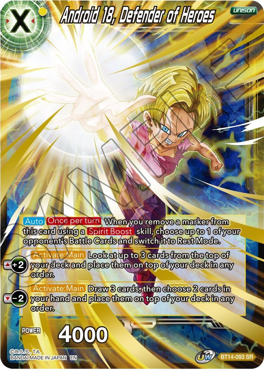 Image for Android 18, Defender of Heroes (Cross Spirits) (BT14-093) - Dragon Ball Super: Masters