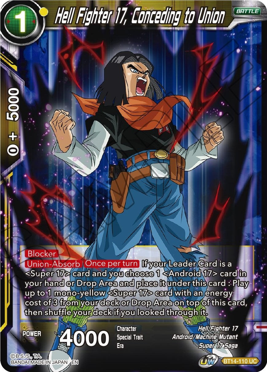 Image for Hell Fighter 17, Conceding to Union (Cross Spirits) (BT14-110) - Dragon Ball Super: Masters