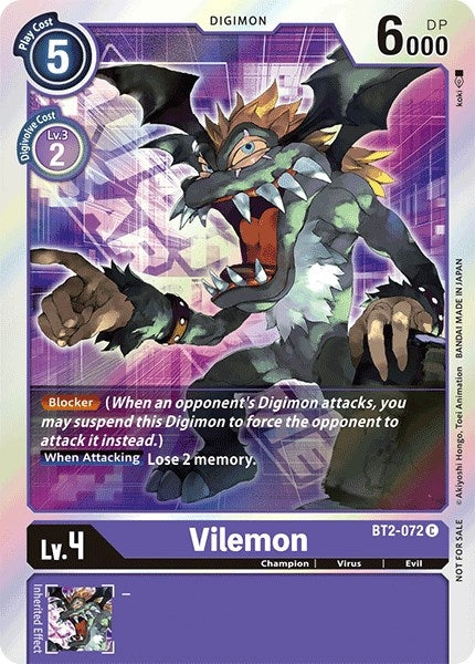 Image for Vilemon - BT2-072 (Event Pack 1) (BT01-03A) (BT2-072 C) - Digimon Card Game