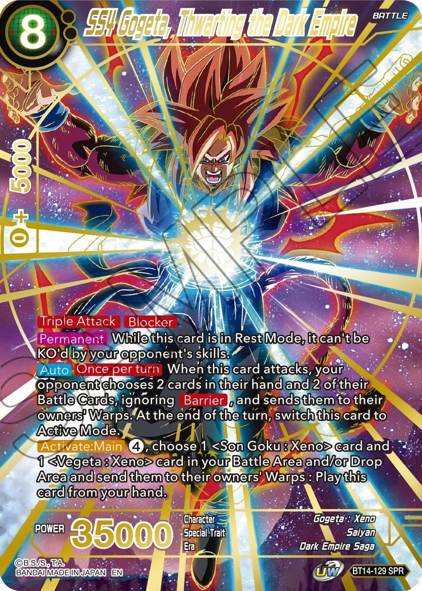 Image for SS4 Gogeta, Thwarting the Dark Empire (SPR) (Cross Spirits) (BT14-129) - Dragon Ball Super: Masters