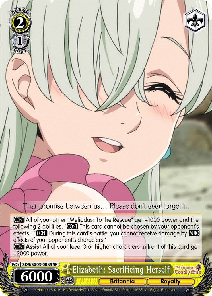 Image for Elizabeth: Sacrificing Herself (SR) (The Seven Deadly Sins) (SDS/SX03-008S SR) - Weiss Schwarz