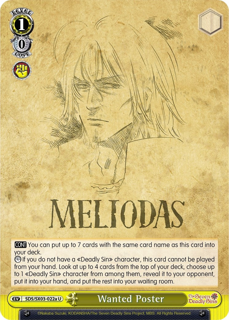 Image for Wanted Poster (A) (The Seven Deadly Sins) (SDS/SX03-022a U) - Weiss Schwarz