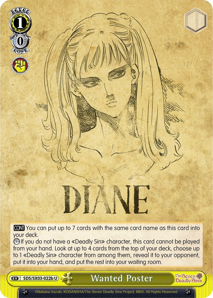 Image for Wanted Poster (B) (The Seven Deadly Sins) (SDS/SX03-022b U) - Weiss Schwarz