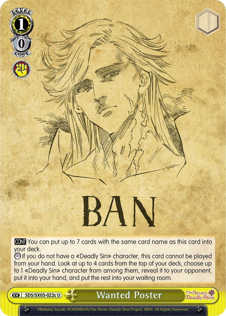 Image for Wanted Poster (C) (The Seven Deadly Sins) (SDS/SX03-022c U) - Weiss Schwarz