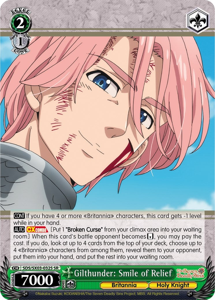 Image for Gilthunder: Smile of Relief (SR) (The Seven Deadly Sins) (SDS/SX03-032S SR) - Weiss Schwarz
