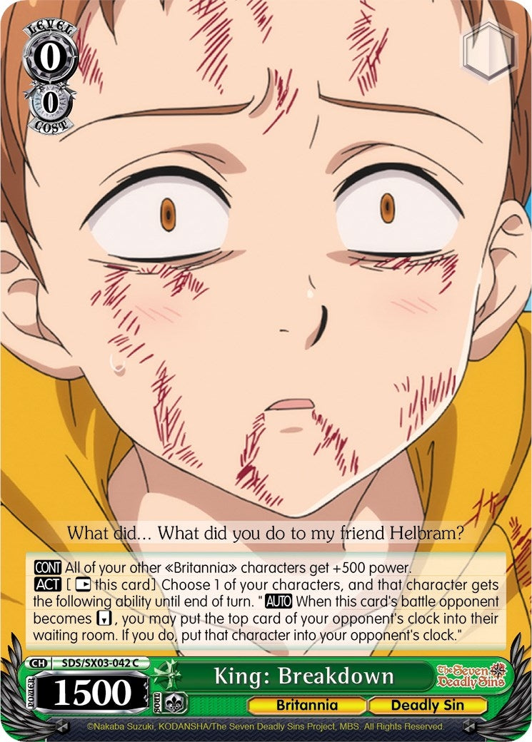 Image for King: Breakdown (The Seven Deadly Sins) (SDS/SX03-042 C) - Weiss Schwarz