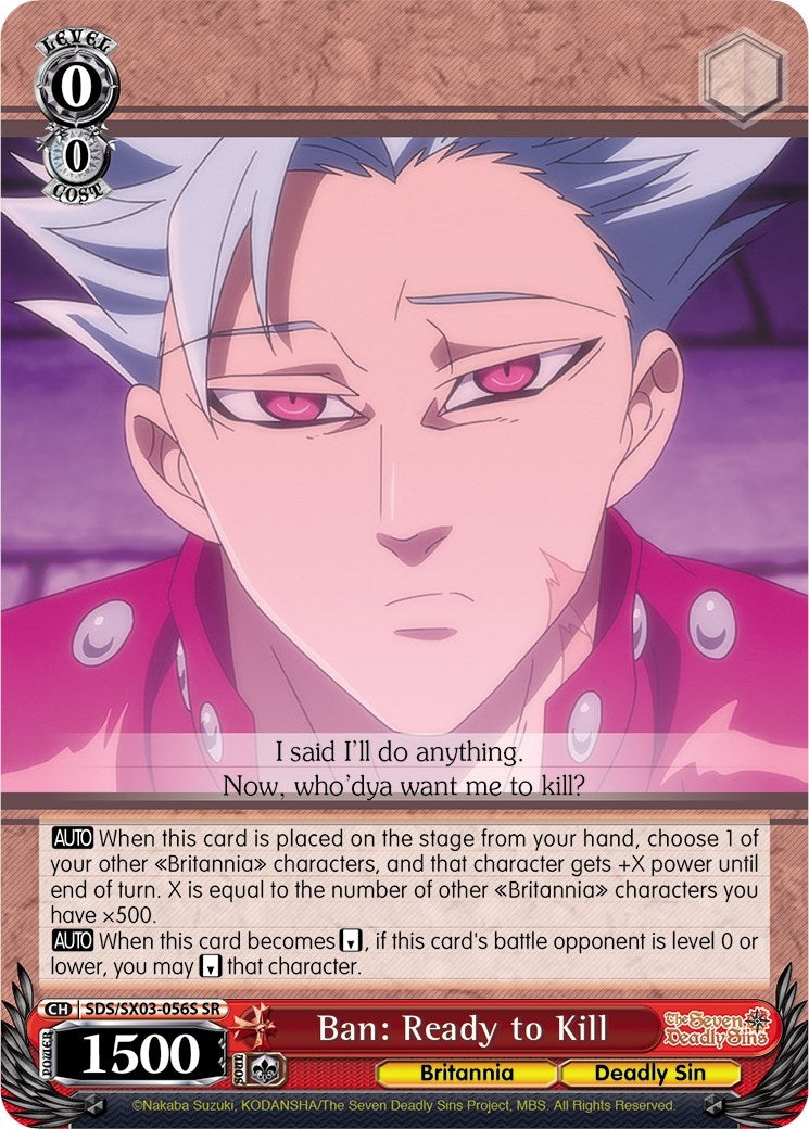 Image for Ban: Ready to Kill (SR) (The Seven Deadly Sins) (SDS/SX03-056S SR) - Weiss Schwarz