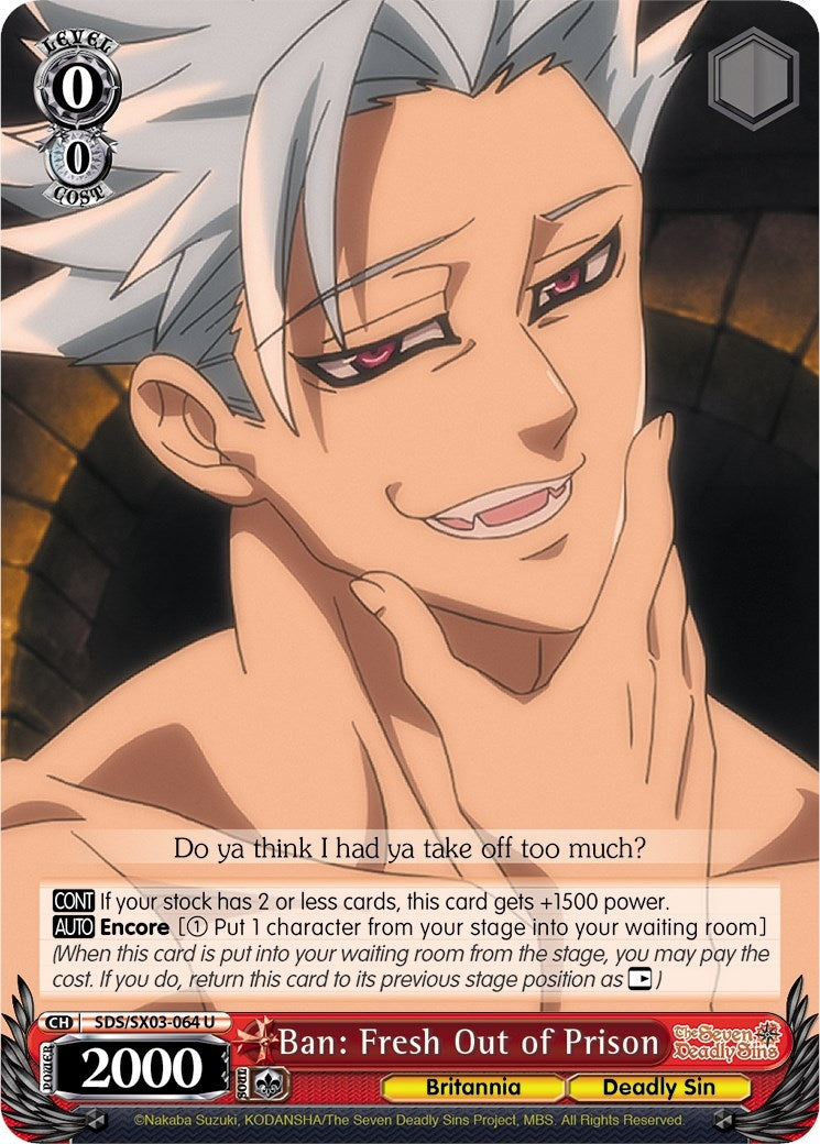 Image for Ban: Fresh Out of Prison (The Seven Deadly Sins) (SDS/SX03-064 U) - Weiss Schwarz